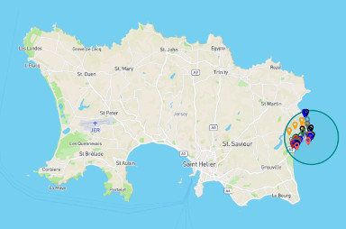 Map of Jersey highlighting Gorey